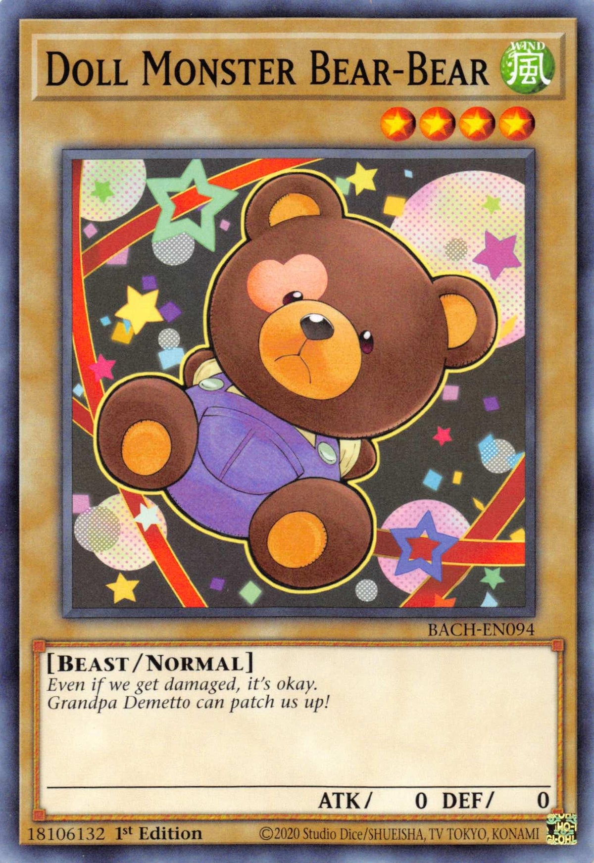 1st Edition, Battle of Chaos, Beast, Common, Normal Monster, Wind Doll Monster Bear-Bear [BACH-EN094] Common - Trading Card World