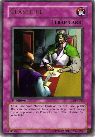1st Edition, Normal Trap, Pharaoh's Servant, Trap, Ultra Rare, Unlimited Ceasefire [PSV-030] Ultra Rare - Trading Card World