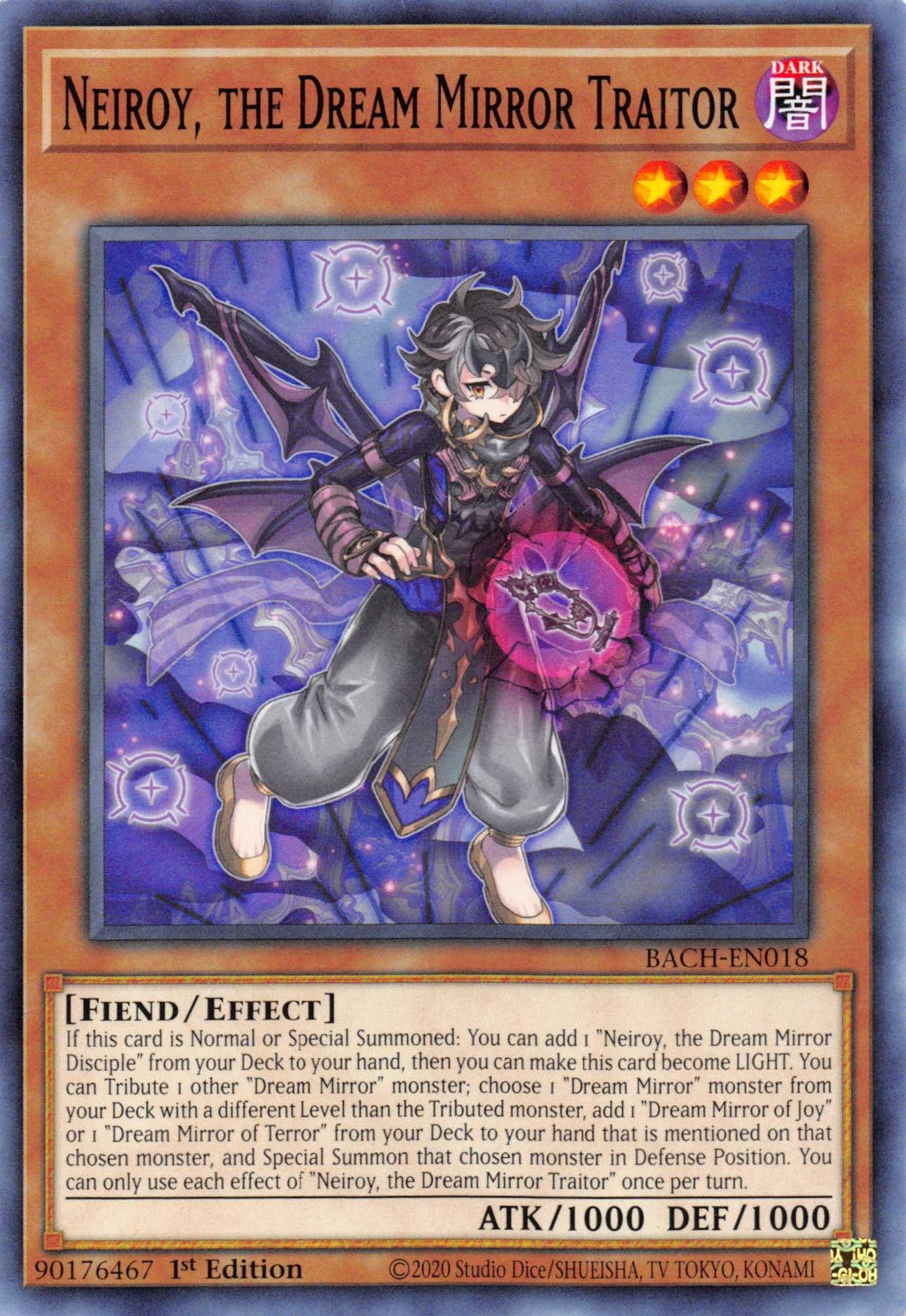 1st Edition, Battle of Chaos, Common, Dark, Effect Monster, Fiend Neiroy, the Dream Mirror Traitor [BACH-EN018] Common - Trading Card World