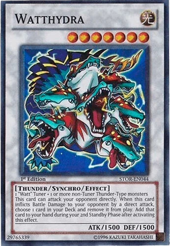1st Edition, Light, Storm of Ragnarok, Super Rare, Synchro/Effect Monster, Thunder, Unlimited Watthydra [STOR-EN044] Super Rare - Trading Card World