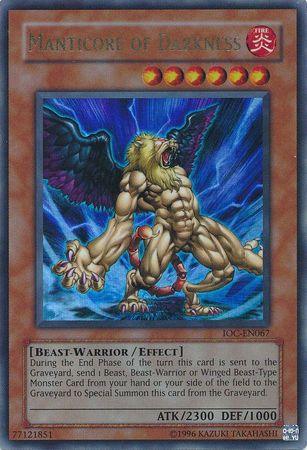 Beast-Warrior, Effect Monster, Fire, Invasion of Chaos, Ultra Rare, Unlimited Manticore of Darkness [IOC-EN067] Ultra Rare - Trading Card World