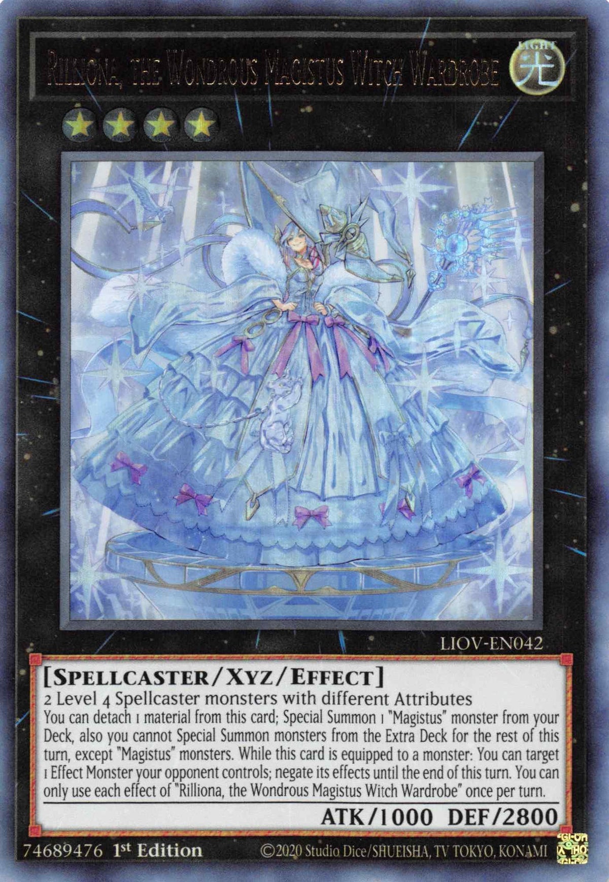 1st Edition, Light, Lightning Overdrive, Spellcaster, Ultra Rare, Xyz/Effect Monster Rilliona, the Wondrous Magistus Witch Wardrobe [LIOV-EN042] Ultra Rare - Trading Card World