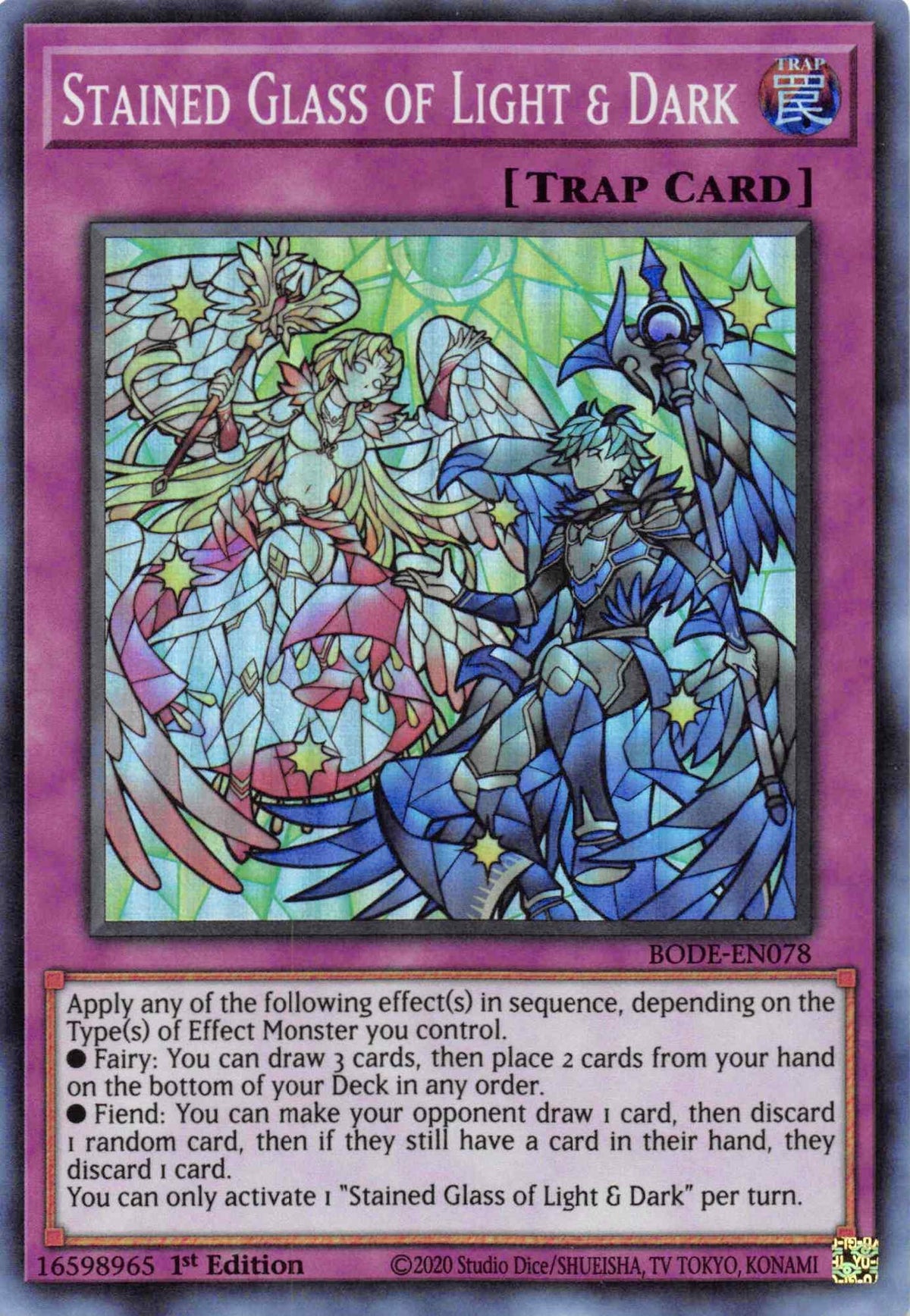 1st Edition, Burst of Destiny, Normal Trap, Super Rare, Trap Stained Glass of Light and Dark [BODE-EN078] Super Rare - Trading Card World