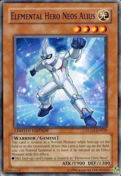 Common, Gemini Monster, Gold Series 2009, Light, Limited, Warrior Elemental Hero Neos Alius [GLD2-EN028] Common - Trading Card World