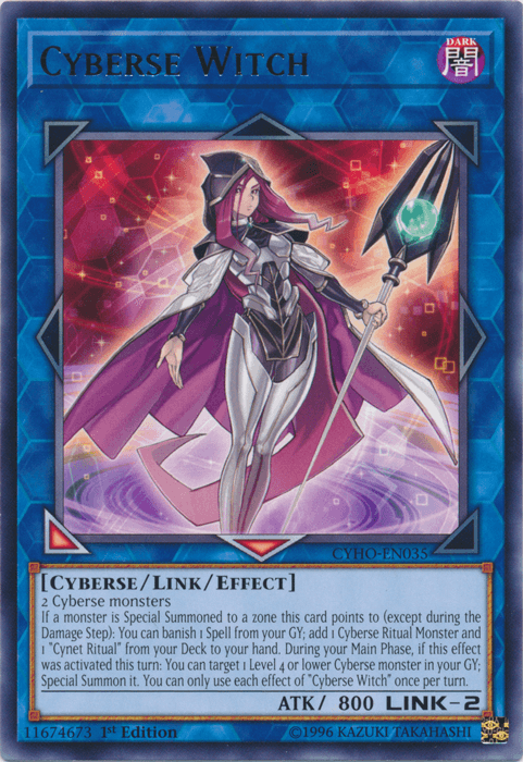 1st Edition, Cybernetic Horizon, Cyberse, Dark, Link/Effect Monster, Rare, Unlimited Cyberse Witch [CYHO-EN035] Rare - Trading Card World