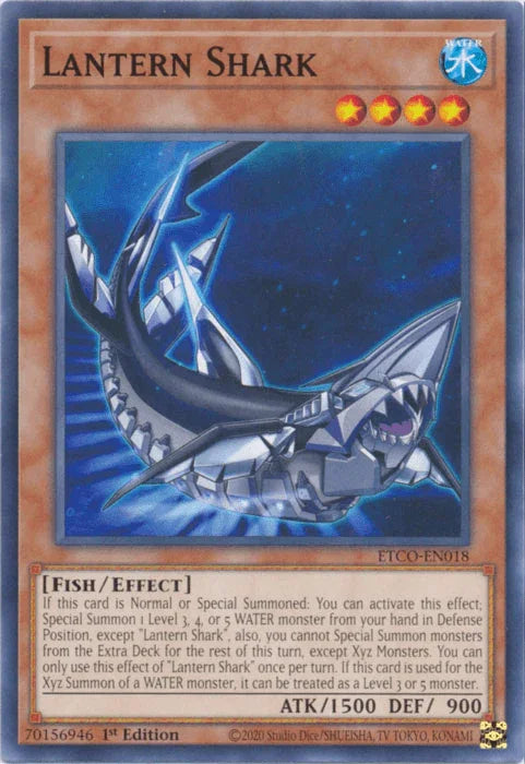 1st Edition, Common, Effect Monster, Eternity Code, Fish, Water Lantern Shark [ETCO-EN018] Common - Trading Card World