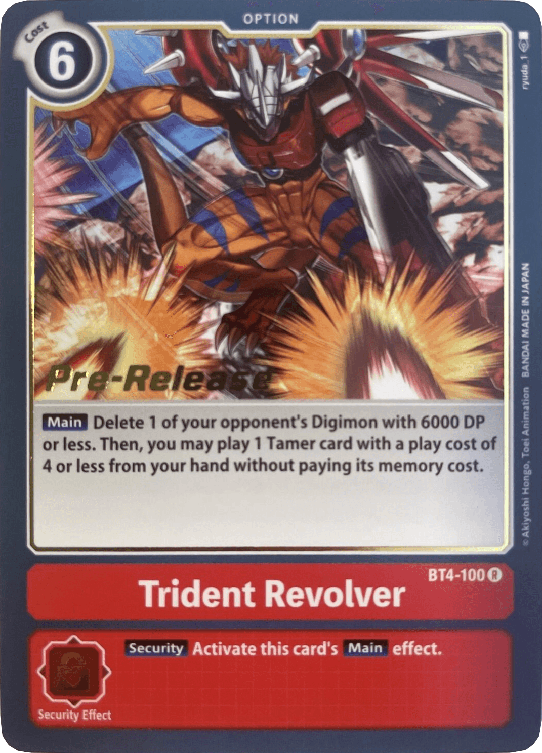 BT4-100, Great Legend Pre-Release Promos, Option, Rare, Red Trident Revolver [BT4-100] [Great Legend Pre-Release Promos] - Trading Card World
