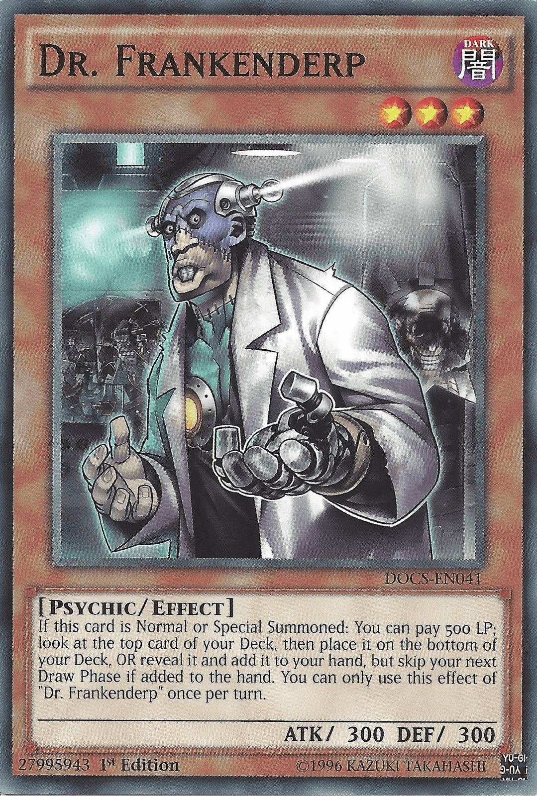 1st Edition, Dark, Dimension of Chaos, Effect Monster, Psychic, Short Print, Unlimited Dr. Frankenderp [DOCS-EN041] Short Print - Trading Card World