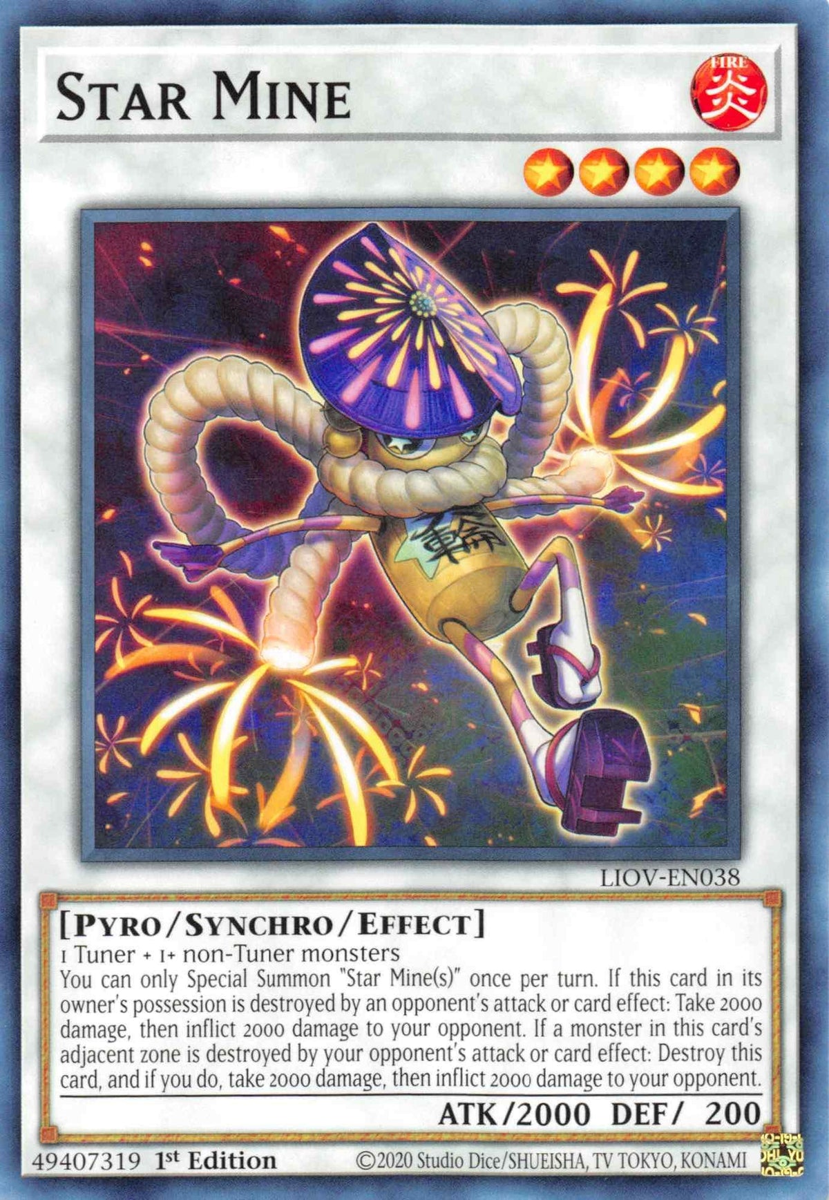 1st Edition, Common, Fire, Lightning Overdrive, Pyro, Synchro/Effect Monster Star Mine [LIOV-EN038] Common - Trading Card World