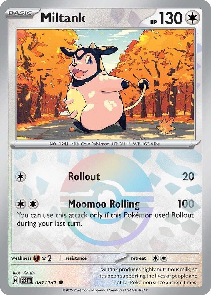 081, Colorless, Common, Fighting [x2], Holofoil, Scarlet & Violet: Prismatic Evolutions Miltank (081/131) (Poke Ball Pattern) [Scarlet & Violet: Prismatic Evolutions] - Trading Card World