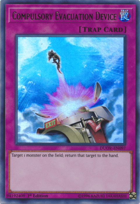 1st Edition, Duel Overload, Normal Trap, Trap, Ultra Rare Compulsory Evacuation Device [DUOV-EN097] Ultra Rare - Trading Card World