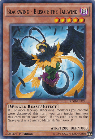 1st Edition, Common, Dark, Effect Monster, Legendary Collection 5D's, Winged Beast Blackwing - Brisote the Tailwind [LC5D-EN127] Common - Trading Card World