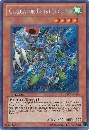 1st Edition, Effect Monster, Legendary Collection 2, Reptile, Secret Rare, Unlimited, Wind Gladiator Beast Secutor [LCGX-EN240] Secret Rare - Trading Card World