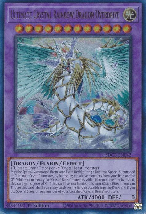 1st Edition, Dragon, Fusion/Effect Monster, Light, Structure Deck: Legend of the Crystal Beasts, Ultra Rare Ultimate Crystal Rainbow Dragon Overdrive [SDCB-EN042] Ultra Rare - Trading Card World