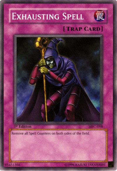 1st Edition, Common, Magician's Force, Normal Trap, Trap, Unlimited Exhausting Spell [MFC-098] Common - Trading Card World