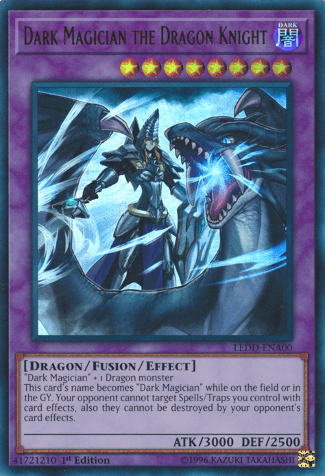 1st Edition, Dark, Dragon, Fusion/Effect Monster, Legendary Dragon Decks, Ultra Rare Dark Magician the Dragon Knight [LEDD-ENA00] Ultra Rare - Trading Card World