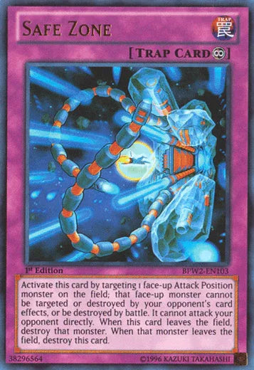 1st Edition, Battle Pack 2: War of the Giants - Round 2, Continuous Trap, Trap, Ultra Rare Safe Zone [BPW2-EN103] Ultra Rare - Trading Card World