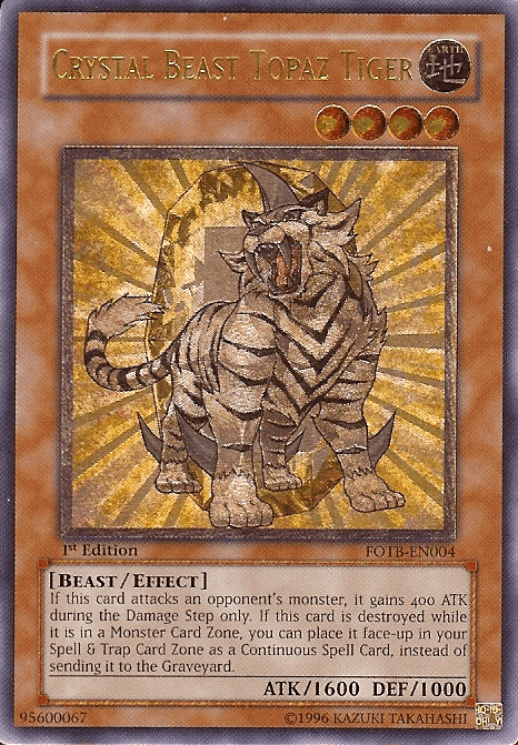 1st Edition, Beast, Earth, Effect Monster, Force of the Breaker, Ultimate Rare, Unlimited Crystal Beast Topaz Tiger [FOTB-EN004] Ultimate Rare - Trading Card World
