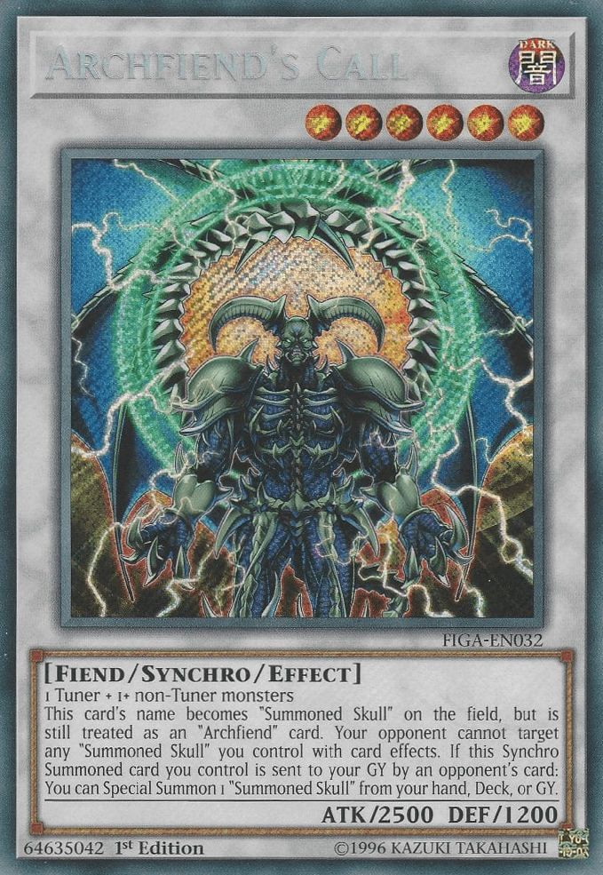 1st Edition, Dark, Fiend, Fists of the Gadgets, Secret Rare, Synchro/Effect Monster Archfiend's Call [FIGA-EN032] Secret Rare - Trading Card World