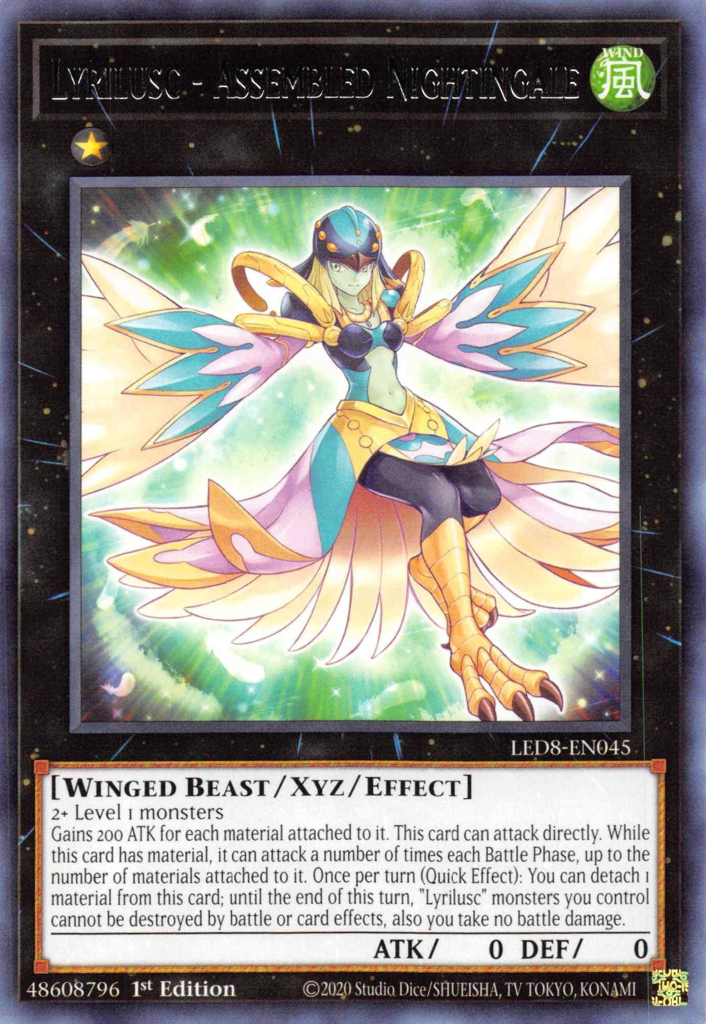 1st Edition, Legendary Duelists: Synchro Storm, Rare, Wind, Winged Beast, Xyz/Effect Monster Lyrilusc - Assembled Nightingale [LED8-EN045] Rare - Trading Card World