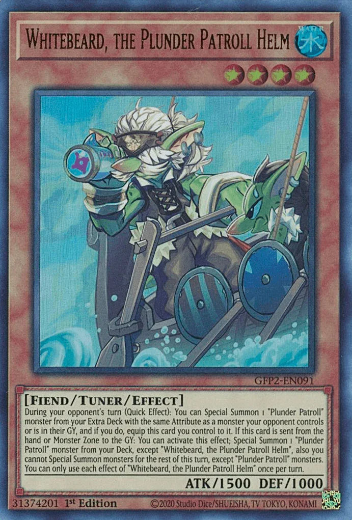 1st Edition, Fiend, Ghosts From the Past: The 2nd Haunting, Tuner/Effect Monster, Ultra Rare, Water Whitebeard, the Plunder Patroll Helm [GFP2-EN091] Ultra Rare - Trading Card World