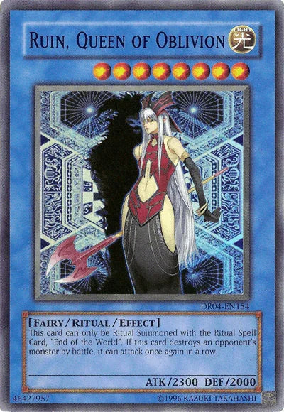 Dark Revelation Volume 4, Fairy, Light, Ritual/Effect Monster, Super Rare, Unlimited Ruin, Queen of Oblivion [DR04-EN154] Super Rare - Trading Card World
