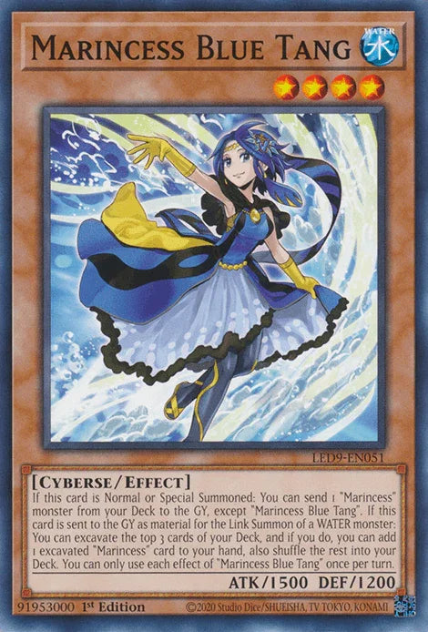 1st Edition, Common, Cyberse, Effect Monster, Legendary Duelists: Duels From the Deep, Water Marincess Blue Tang [LED9-EN051] Common - Trading Card World