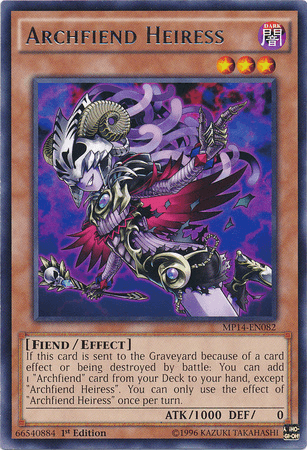 1st Edition, 2014 Mega-Tins Mega Pack, Dark, Effect Monster, Fiend, Rare Archfiend Heiress [MP14-EN082] Rare - Trading Card World