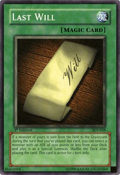 1st Edition, Common, Normal Spell, Spell, Starter Deck: Yugi, Unlimited Last Will [SDY-039] Common - Trading Card World