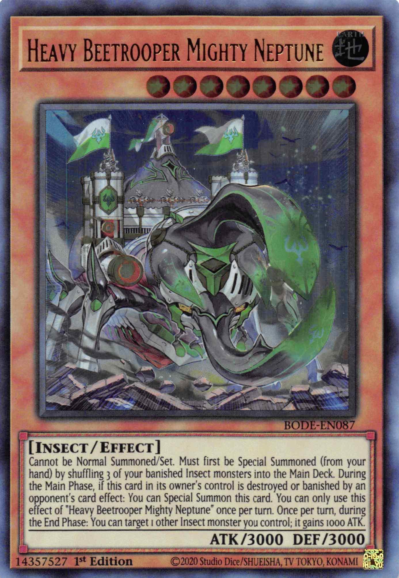 1st Edition, Burst of Destiny, Earth, Effect Monster, Insect, Ultra Rare Heavy Beetrooper Mighty Neptune [BODE-EN087] Ultra Rare - Trading Card World