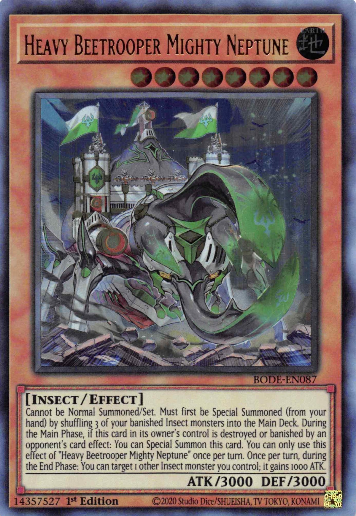 1st Edition, Burst of Destiny, Earth, Effect Monster, Insect, Ultra Rare Heavy Beetrooper Mighty Neptune [BODE-EN087] Ultra Rare - Trading Card World