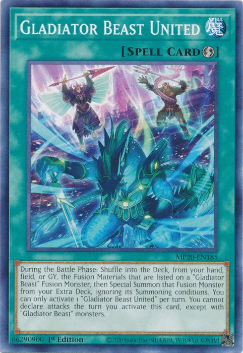 1st Edition, 2020 Tin of Lost Memories, Common, Quick Play Spell, Spell Gladiator Beast United [MP20-EN185] Common - Trading Card World