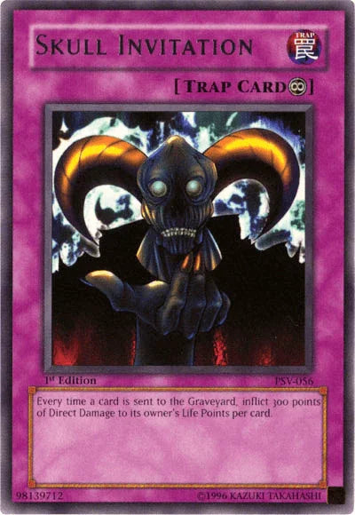 1st Edition, Continuous Trap, Pharaoh's Servant, Rare, Trap, Unlimited Skull Invitation [PSV-056] Rare - Trading Card World