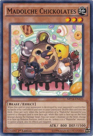 1st Edition, 2014 Mega-Tins Mega Pack, Beast, Common, Earth, Effect Monster Madolche Chickolates [MP14-EN125] Common - Trading Card World