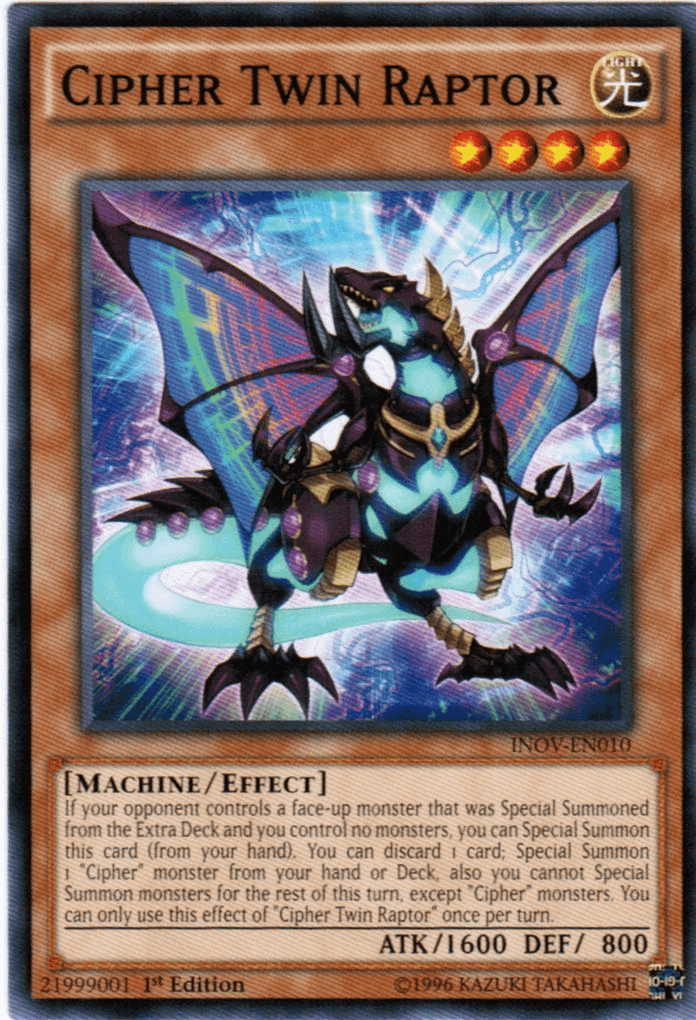 1st Edition, Common, Effect Monster, Invasion: Vengeance, Light, Machine, Unlimited Cipher Twin Raptor [INOV-EN010] Common - Trading Card World