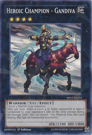 1st Edition, Battle Pack 3: Monster League, Earth, Shatterfoil Rare, Warrior, Xyz/Effect Monster Heroic Champion - Gandiva [BP03-EN124] Shatterfoil Rare - Trading Card World