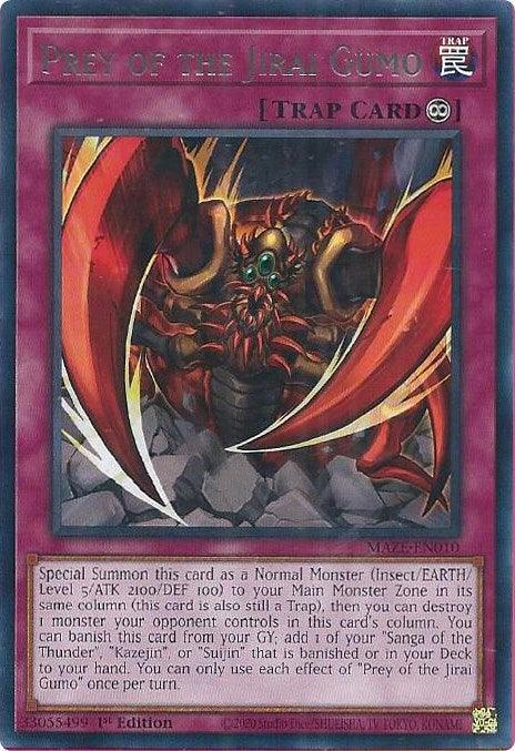 1st Edition, Continuous Trap, Maze of Memories, Rare, Trap Prey of the Jirai Gumo [MAZE-EN010] Rare - Trading Card World