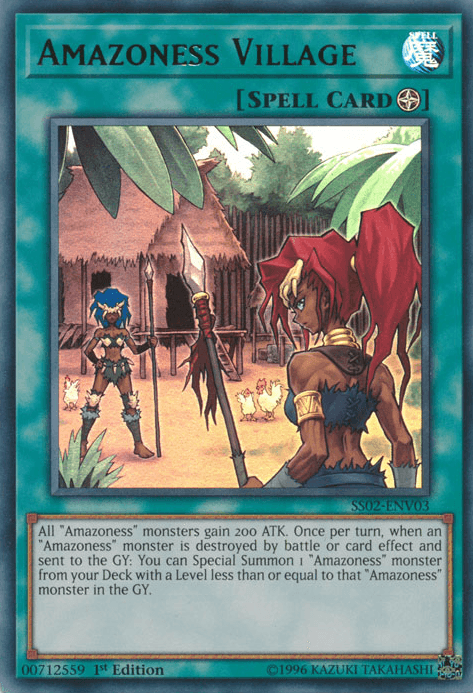 1st Edition, Field Spell, Speed Duel: Duelists of Tomorrow, Spell, Ultra Rare Amazoness Village [SS02-ENV03] Ultra Rare - Trading Card World