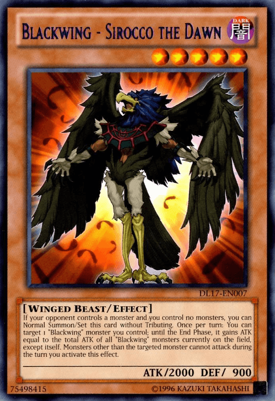Dark, Duelist League Promo, Effect Monster, Rare, Unlimited, Winged Beast Blackwing - Sirocco the Dawn (Purple) [DL17-EN007] Rare - Trading Card World