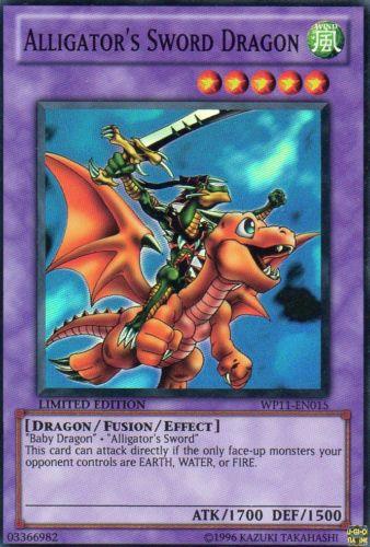 Dragon, Fusion/Effect Monster, Limited, Super Rare, Wind, World Championship 2011 Card Pack Alligator's Sword Dragon [WP11-EN015] Super Rare - Trading Card World