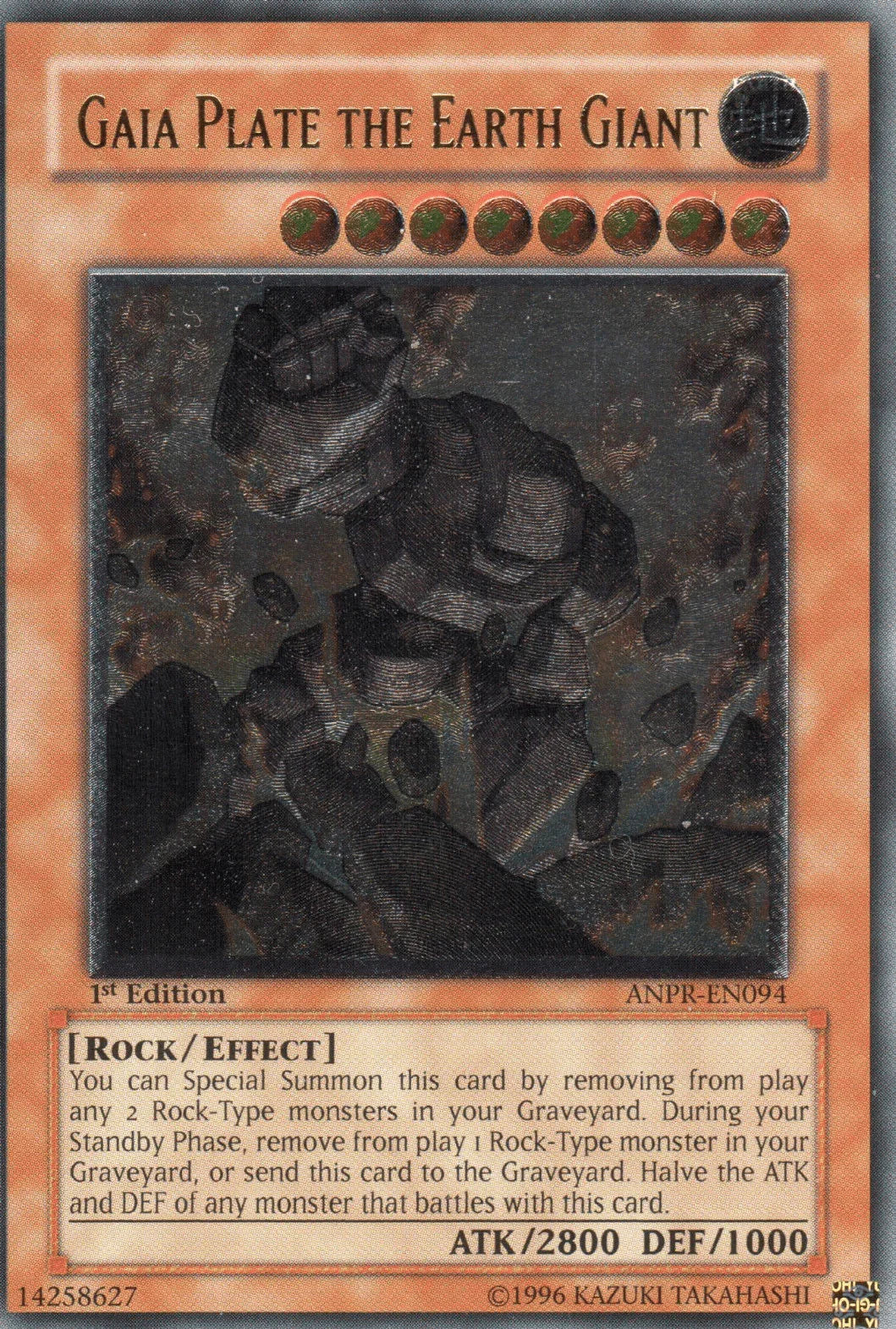 1st Edition, Ancient Prophecy, Earth, Effect Monster, Rock, Ultimate Rare, Unlimited Gaia Plate the Earth Giant (UTR) [ANPR-EN094] Ultimate Rare - Trading Card World
