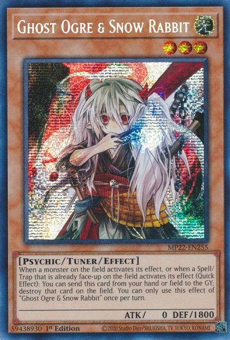 1st Edition, 2022 Tin of the Pharaoh's Gods, Light, Prismatic Secret Rare, Psychic, Tuner/Effect Monster Ghost Ogre & Snow Rabbit [MP22-EN255] Prismatic Secret Rare - Trading Card World