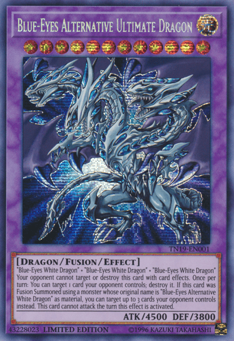 2019 Gold Sarcophagus Tin, Dragon, Fusion/Effect Monster, Light, Limited, Prismatic Secret Rare Blue-Eyes Alternative Ultimate Dragon [TN19-EN001] Prismatic Secret Rare - Trading Card World