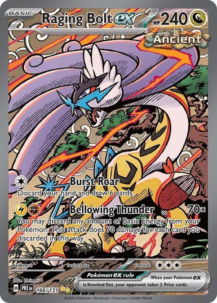 166, Dragon, Holofoil, Scarlet & Violet: Prismatic Evolutions, Special Illustration Rare Raging Bolt ex (166/131) [Scarlet & Violet: Prismatic Evolutions] - Trading Card World