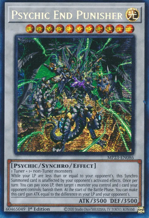 1st Edition, Dueling Heroes Collectors Tin - Mega Pack (25th Anniversary Edition), Light, Prismatic Secret Rare, Psychic, Synchro/Effect Monster Psychic End Punisher [MP23-EN086] Prismatic Secret Rare - Trading Card World