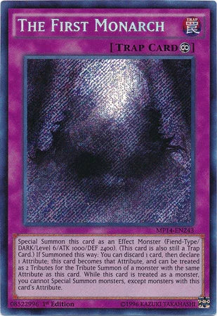 1st Edition, 2014 Mega-Tins Mega Pack, Countinuous Trap, Secret Rare, Trap The First Monarch [MP14-EN243] Secret Rare - Trading Card World