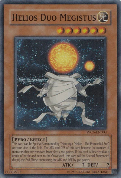 Effect Monster, Light, Limited, Pyro, Super Rare, World Championship 2006: Ultimate Masters Helios Duo Megistus [WC6-EN003] Super Rare - Trading Card World