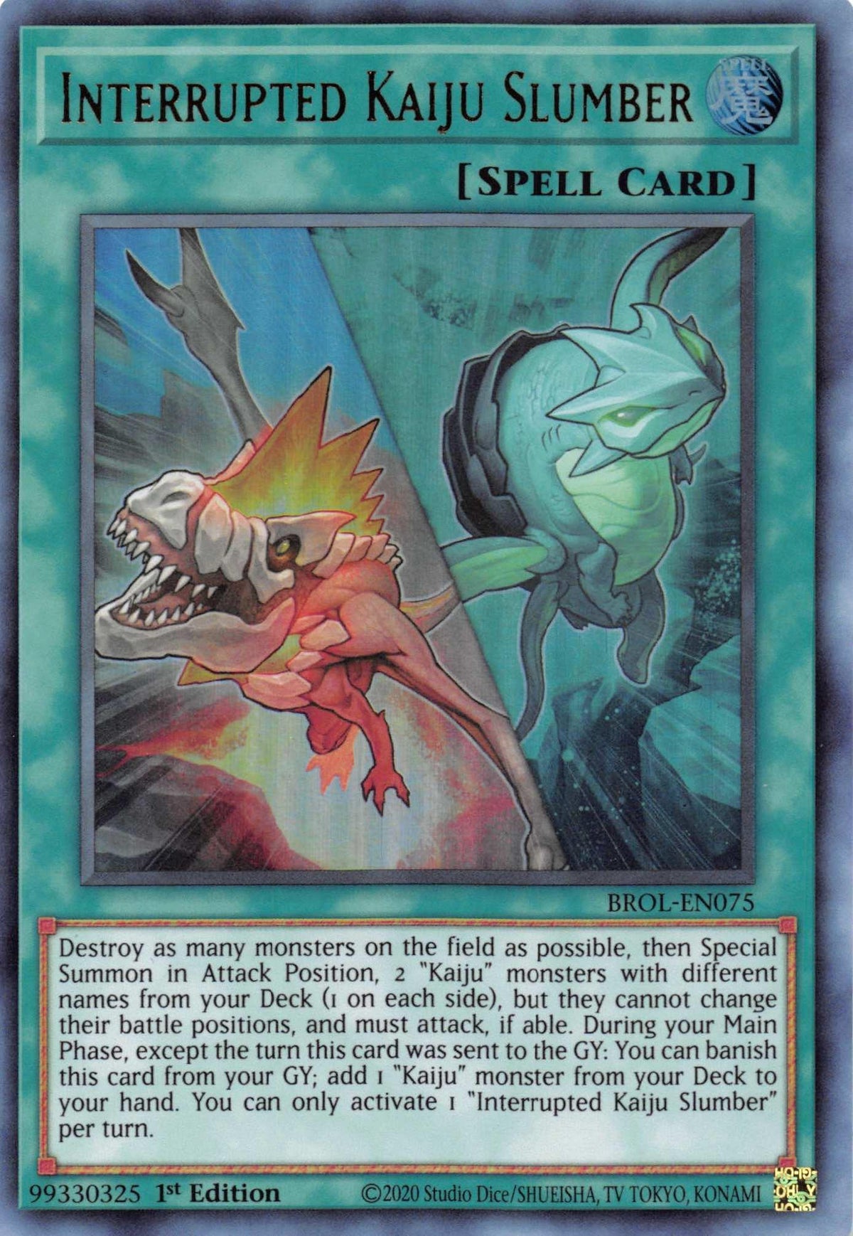 1st Edition, Brothers of Legend, Normal Spell, Spell, Ultra Rare Interrupted Kaiju Slumber [BROL-EN075] Ultra Rare - Trading Card World