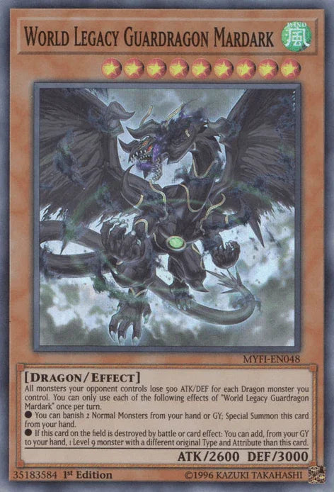 1st Edition, Dragon, Effect Monster, Mystic Fighters, Super Rare, Wind World Legacy Guardragon Mardark [MYFI-EN048] Super Rare - Trading Card World