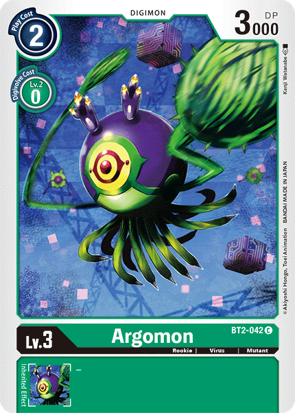 BT2-042, Common, Digimon, Green, Mutant, Release Special Booster Ver.1.5, Rookie, Virus Argomon [BT2-042] [Release Special Booster Ver.1.5] - Trading Card World